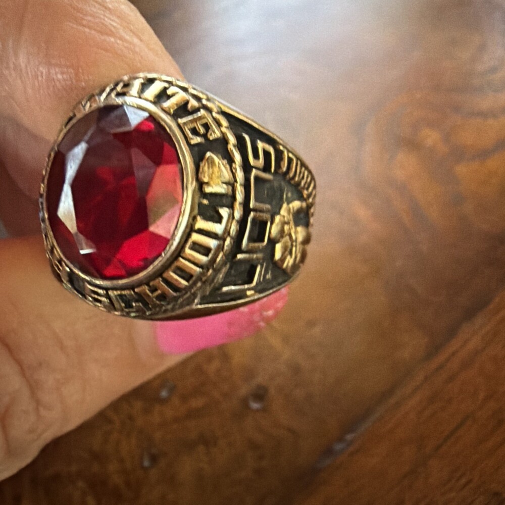 Jostens Lustrium Red Stone Men’s Class Ring. Waite HS - Lions